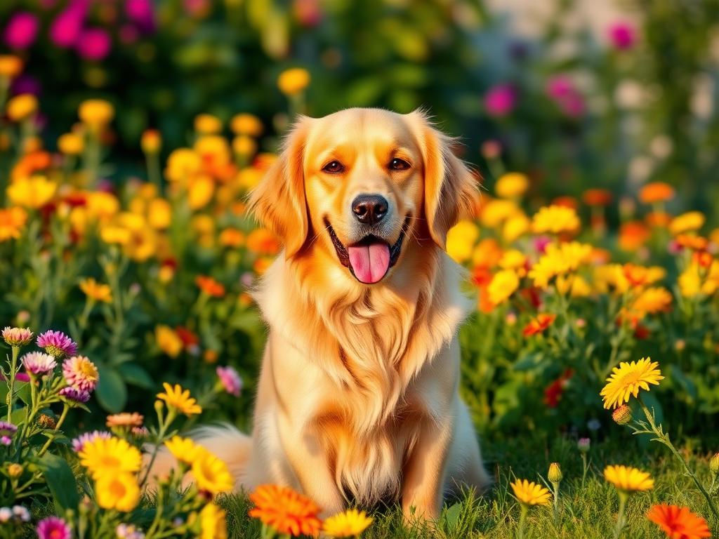 Dog in flower garden puzzle example
